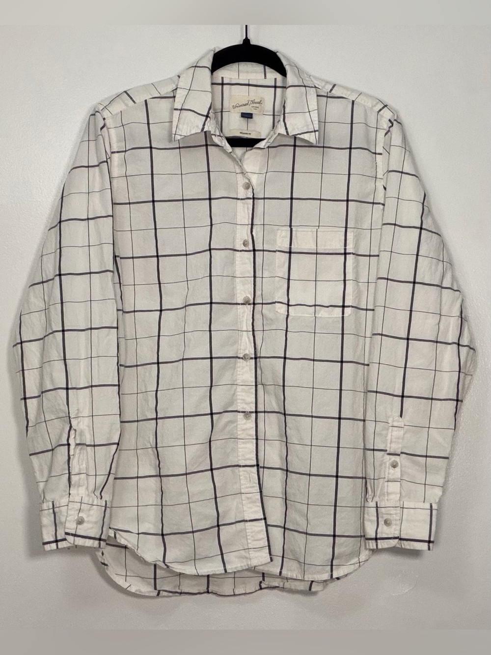 Universal Thread White Button-Down Windowpane Shirt